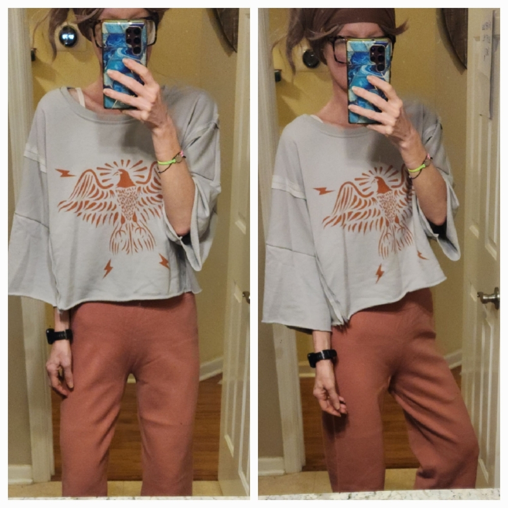 Ann Taylor Knit Crop Sweater Pants Dusty Rose Mauve - Picture 2 of 2
